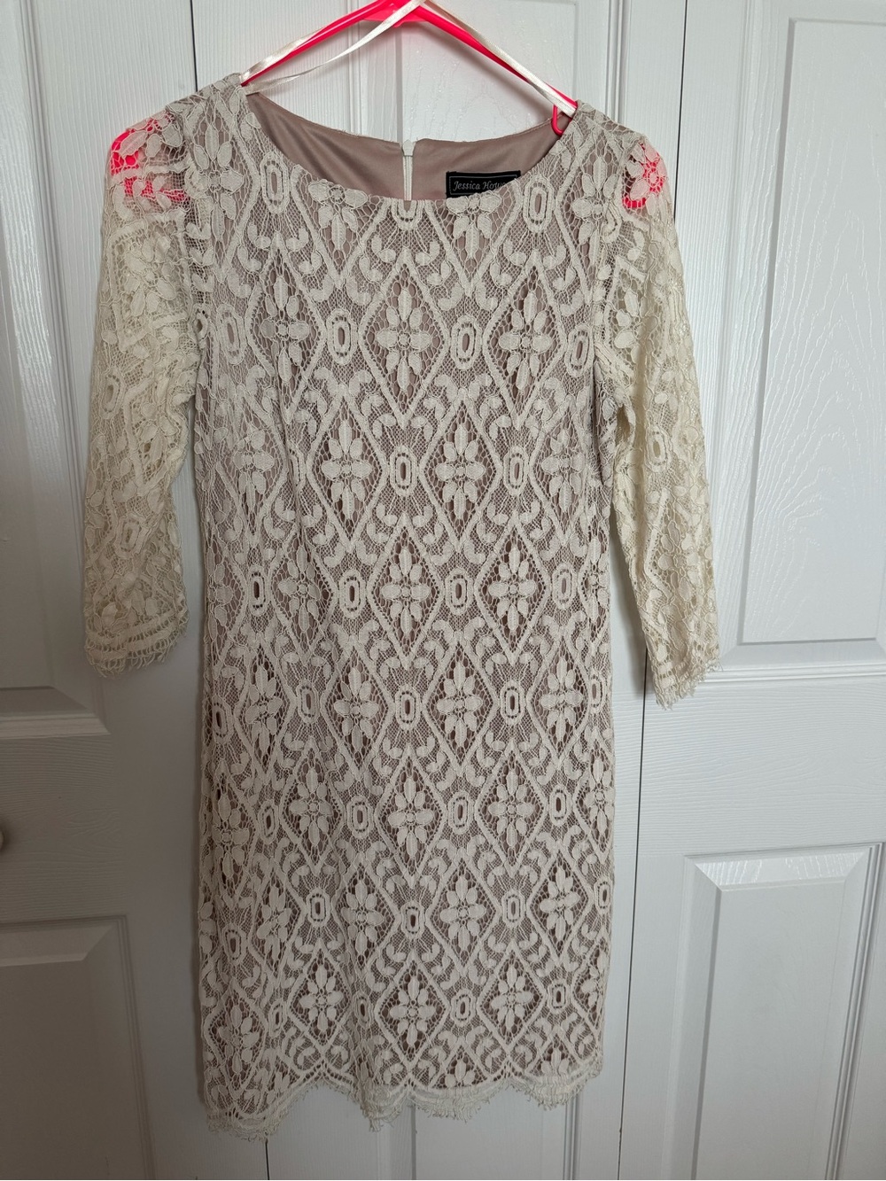 Jessica Howard Cream Lace Long Sleeve Shift Dress
